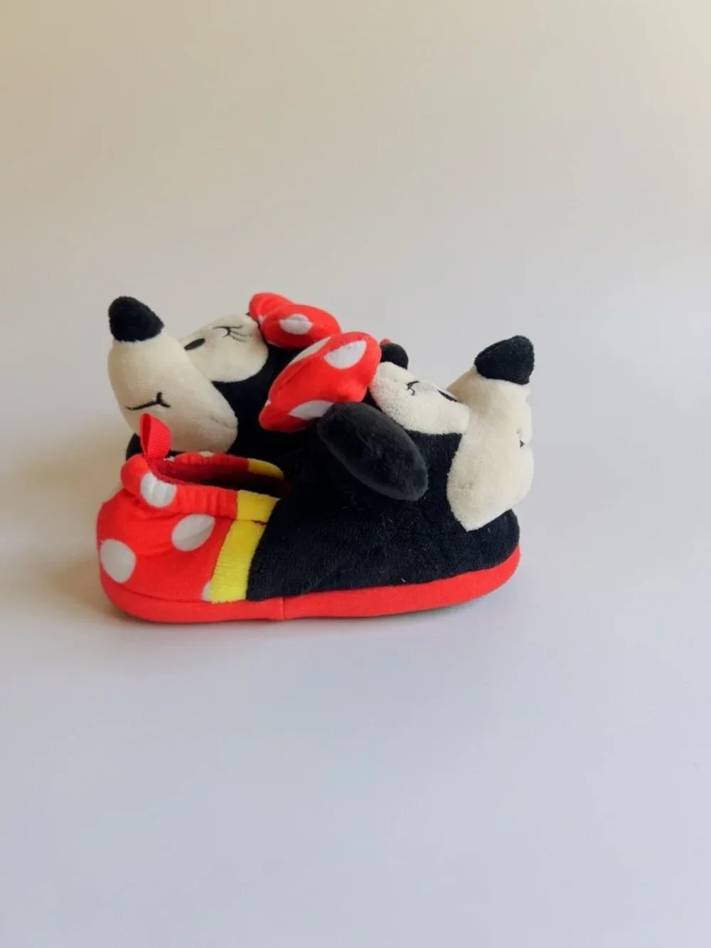 Disney Minnie Mouse Plush Slippers Red Polka Dot Toddler Size 7/8